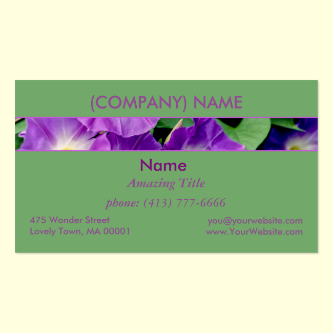 Morning Glory, Purple Flowers Green Leaves Vine Double-Sided Standard Business Cards (Pack Of 100)