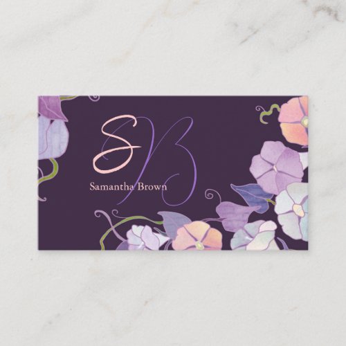 Morning Glories Monogram Business Cards