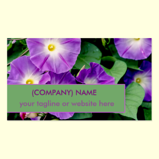 Morning Glory, Purple Trumpet Flowers Green Leaves Double-Sided Standard Business Cards (Pack Of 100)