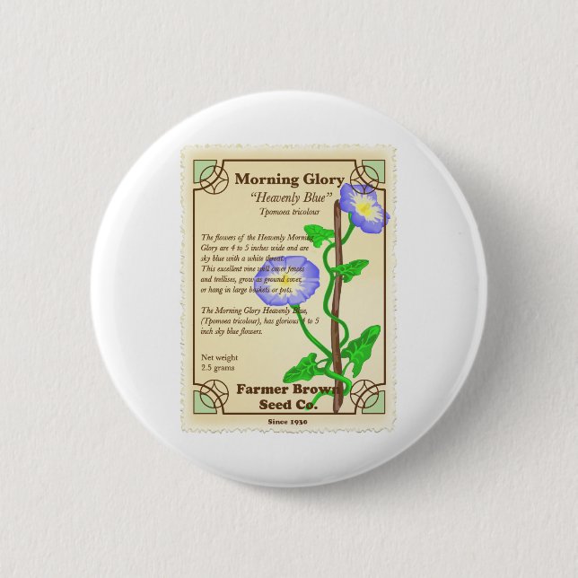 Morning Glory Seed Packet Pinback Button (Front)