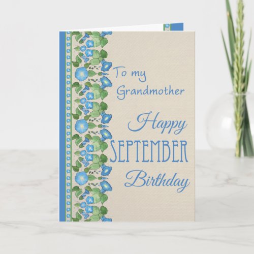 Morning Glory September Birthday Card Grandmother Card