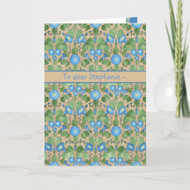 Morning Glory September Birthday Card: Personalize Card (Front)
