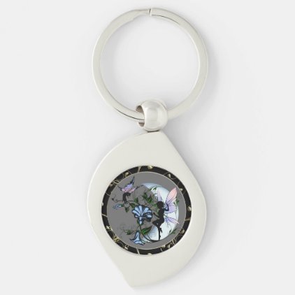 Morning Glory Shadow Fairy and Cosmic Cat Keychain