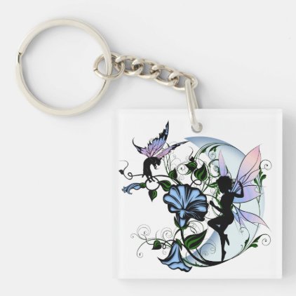 Morning Glory Shadow Fairy and Cosmic Cat Keychain