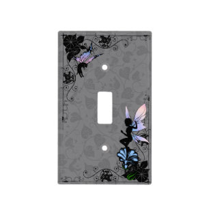 Morning Glory Shadow Fairy and Cosmic Cat Light Switch Cover