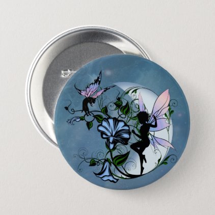 Morning Glory Shadow Fairy and Cosmic Cat Pinback Button