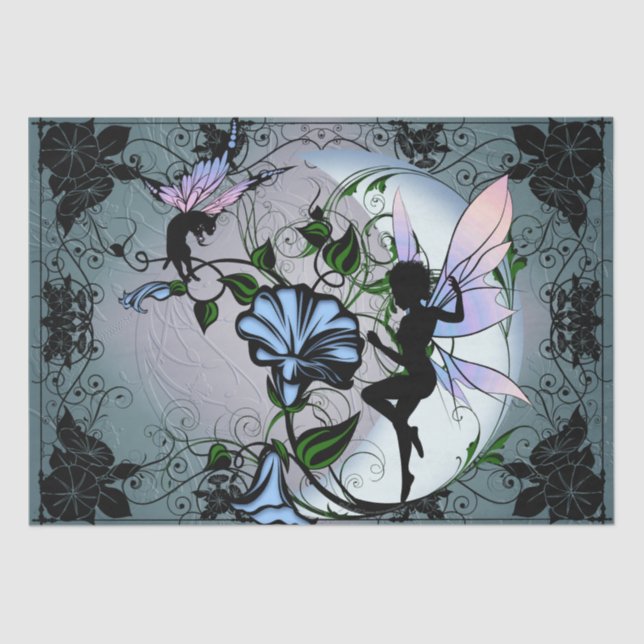 Morning Glory Shadow Fairy and Cosmic Cat Tissue Paper (Front)