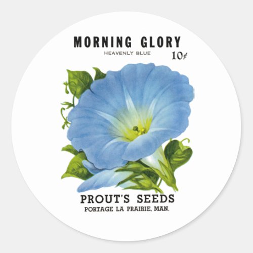 Morning Glory Vintage Seed Packet Classic Round Sticker