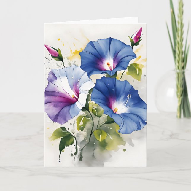 Morning Glory - Watercolor flowers Card (Front)