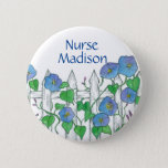 Morning Glory Watercolor Flowers Nurse Name Tag Button at Zazzle