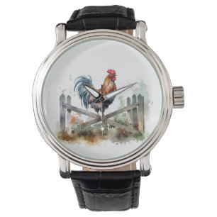 Morning Glory: Watercolor Rooster Watch