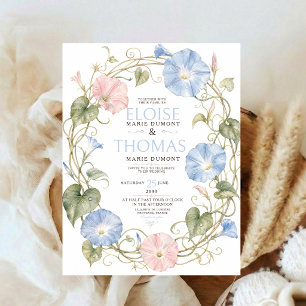 Morning Glory Wedding Botanical Wildflower Garden Invitation