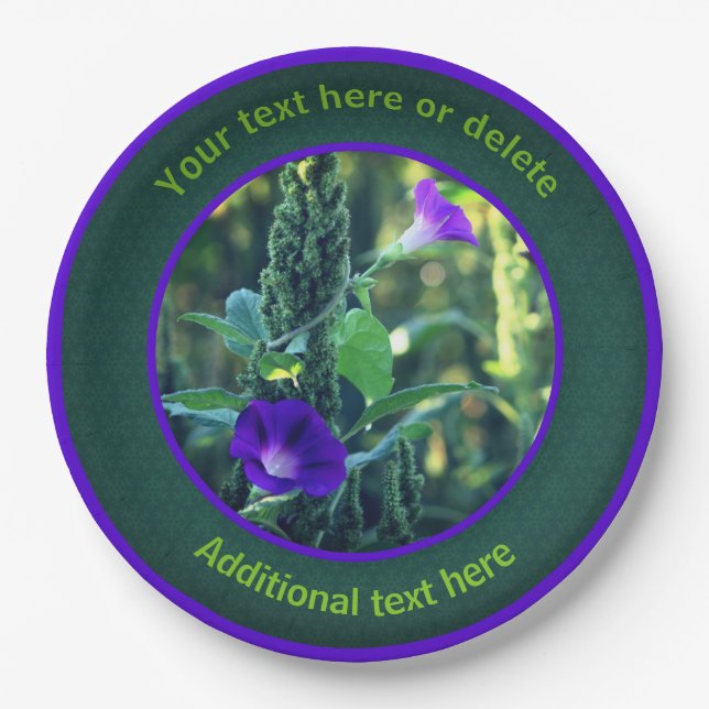 Morning Glory Wildflowers Personalized Party   Paper Plates (Front)