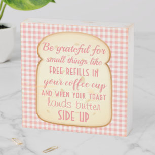 Morning Gratitude Quote Kitchen Wooden Box Sign