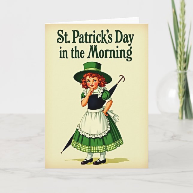 Morning Green Girl Holiday Card (Front)