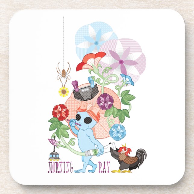 MORNING GREY ALIEN BEVERAGE COASTER (Front)