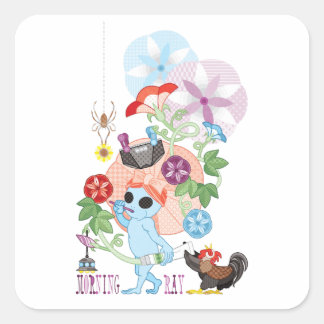 MORNING GREY ALIEN SQUARE STICKER