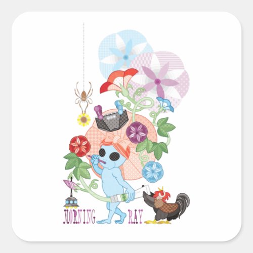 MORNING GREY ALIEN SQUARE STICKER