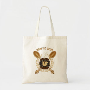Morning Grind Vintage Retro Coffee Lover Emblem Tote Bag