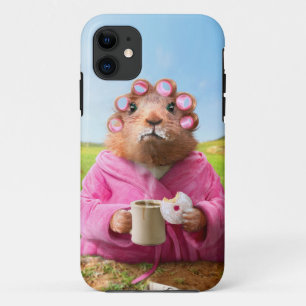 Morning Groundhog with Breakfast Donut and Coffee iPhone 11 Case