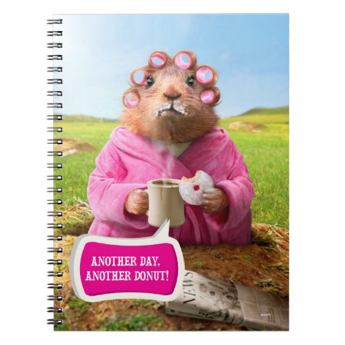 Morning Groundhog with Breakfast Donut and Coffee Notebook