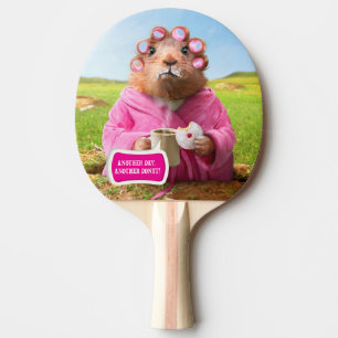 Morning Groundhog with Breakfast Donut and Coffee Ping-Pong Paddle
