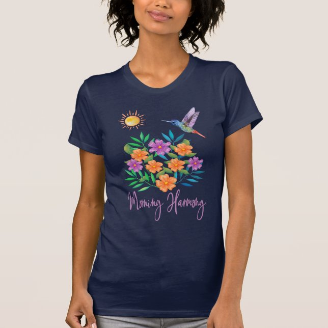 MORNING HARMONY HUMMINGBIRD FLORAL T-Shirt (Front)