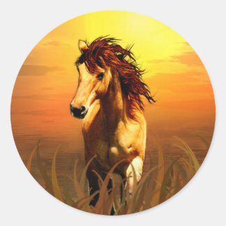 Morning horse classic round sticker