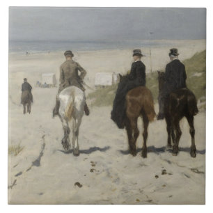 Morning Horse Ride on the Beach (by Anton Mauve) Ceramic Tile