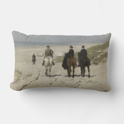 Morning Horse Ride on the Beach by Anton Mauve Lumbar Pillow