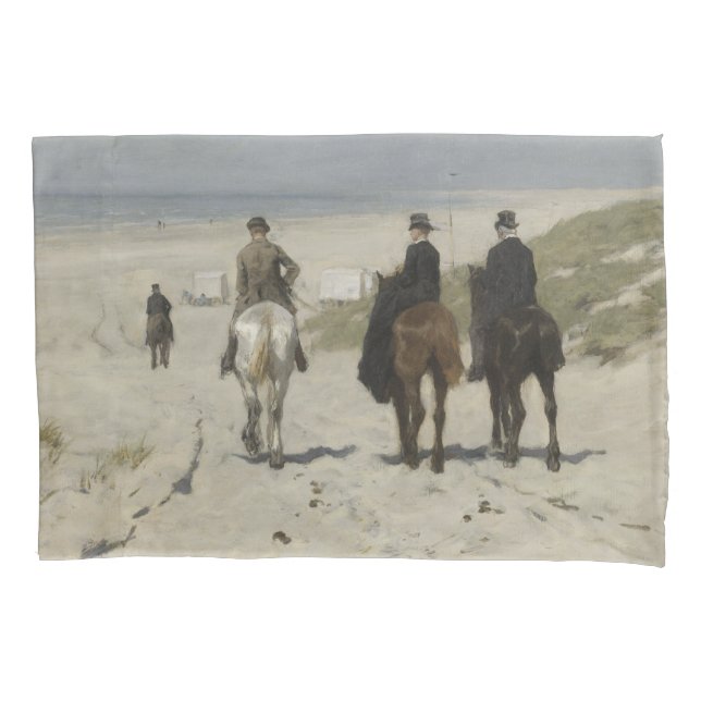 Morning Horse Ride on the Beach (by Anton Mauve) Pillow Case (Front-Left)
