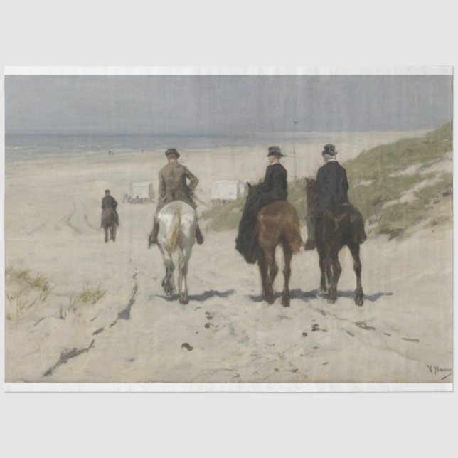 Morning Horse Ride on the Beach (by Anton Mauve) Tissue Paper (Front)