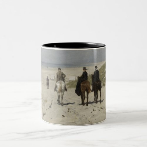 Morning Horse Ride on the Beach by Anton Mauve Two_Tone Coffee Mug