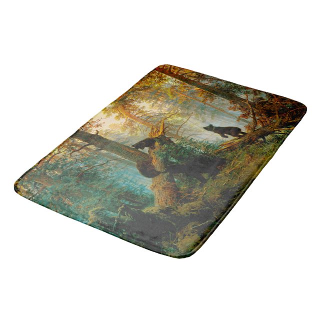 Morning in a Pine Forest Bear with Cubs Shishkin   Bath Mat (Angled)