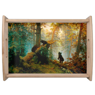 Morning in a Pine Forest Bear with Cubs Shishkin Serving Tray