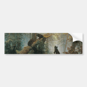 Morning in a Pine Forest (Bears in the Woods) Bumper Sticker