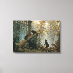 Morning in a Pine Forest (Bears in the Woods) Canvas Print