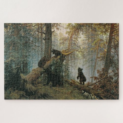 Morning in a Pine Forest Bears in the Woods Jigsaw Puzzle