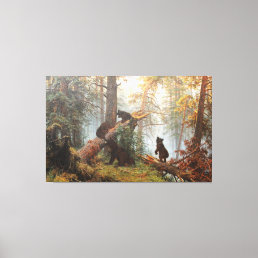 Morning in a pine forest fine art canvas print