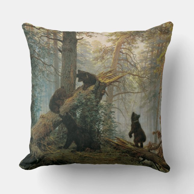 Morning In a Pine Forest  Throw Pillow (Front)