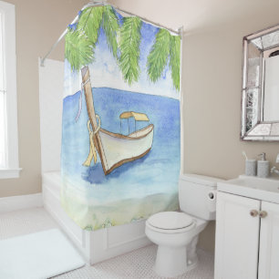 Morning in Bali Watercolor Shower Curtain