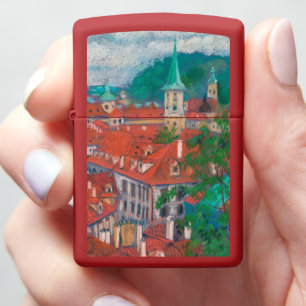 Morning in Prague Czech Cityscape Pastel Painting Zippo Lighter
