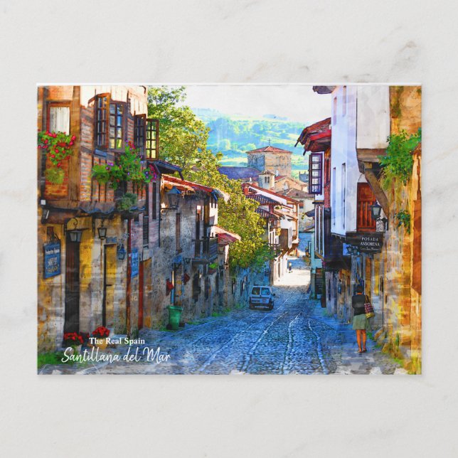 Morning in Santillana del Mar - The Real Spain Pos Postcard (Front)