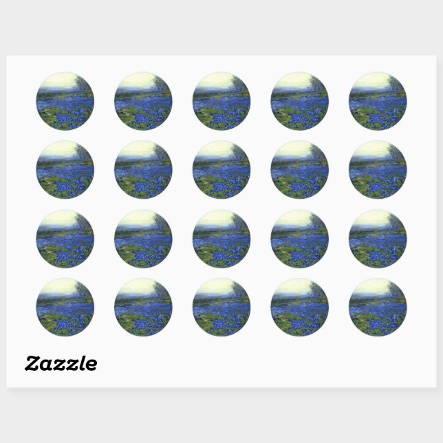 Morning in the Bluebonnets Classic Round Sticker (Sheet)