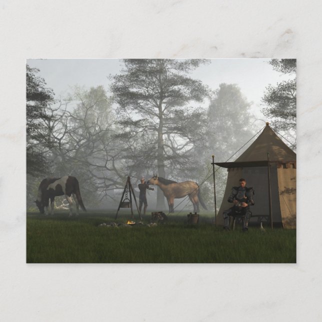 Morning in the Knights Camp Postcard (Front)