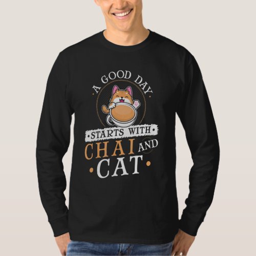 Morning Indian Desi Chai Cat Cup  T_Shirt