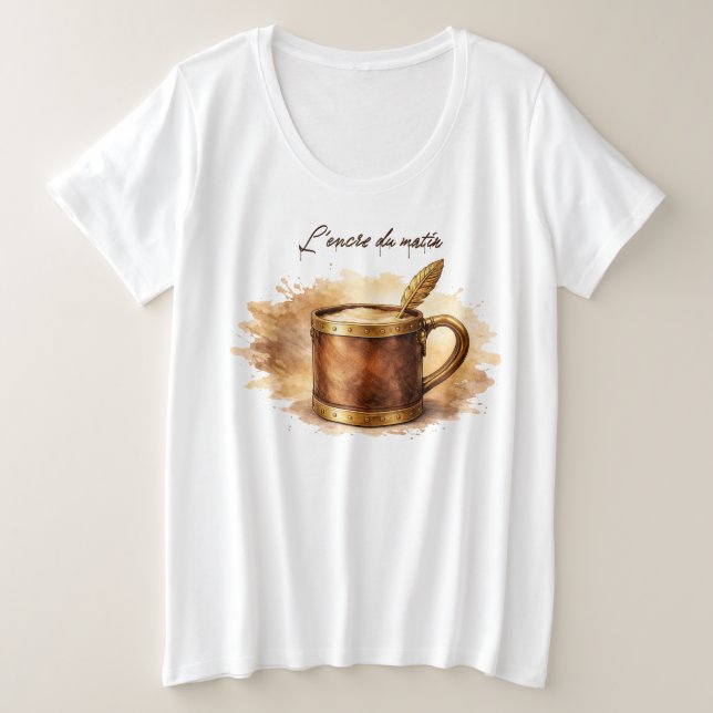 Morning Ink Cup Plus Size T-Shirt (Design Front)