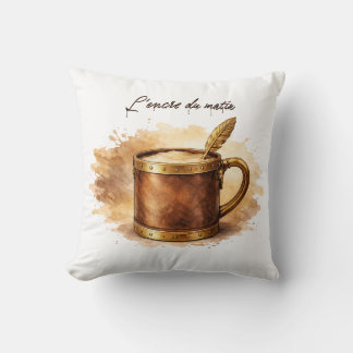 Morning Ink Cup Throw Pillow