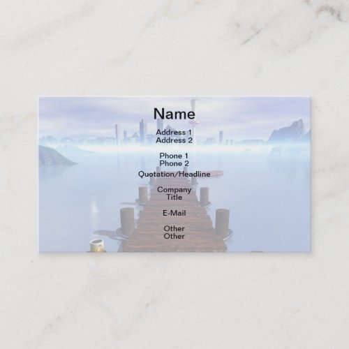 Morning Lake Long Pier Cityscape in Background Business Card