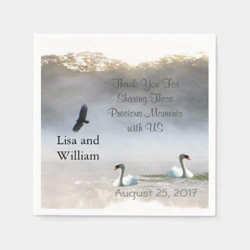 Morning Lake Mist Wedding Paper Napkins